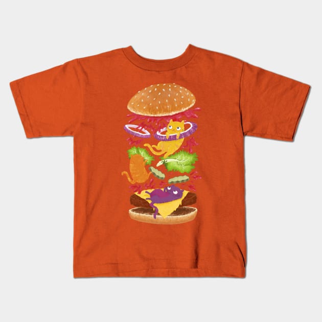 Cat Burger Kids T-Shirt by DIKittyPants